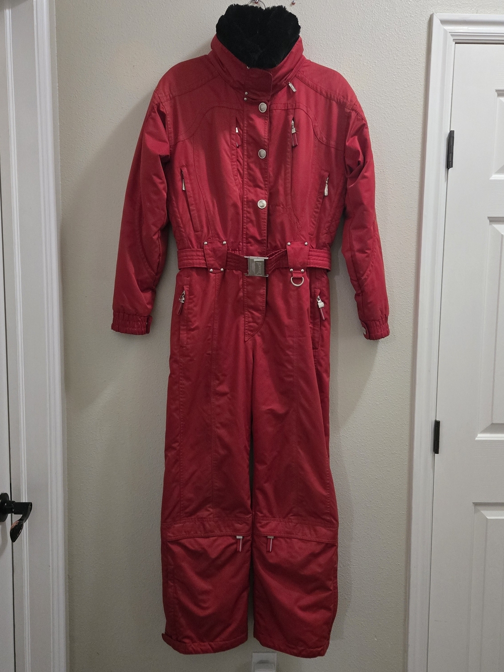 Vintage Marker Ski Snowboard Suit One Piece Snowsuit Snow Bib Womens 8 Red